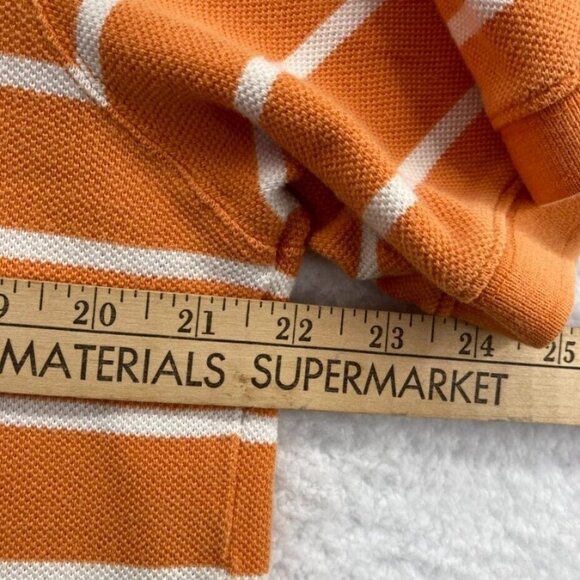 Eddie Bauer Mens Polo Shirt Size Large Orange Stripe Waffle Weave Short Sleeve - Picture 7 of 8